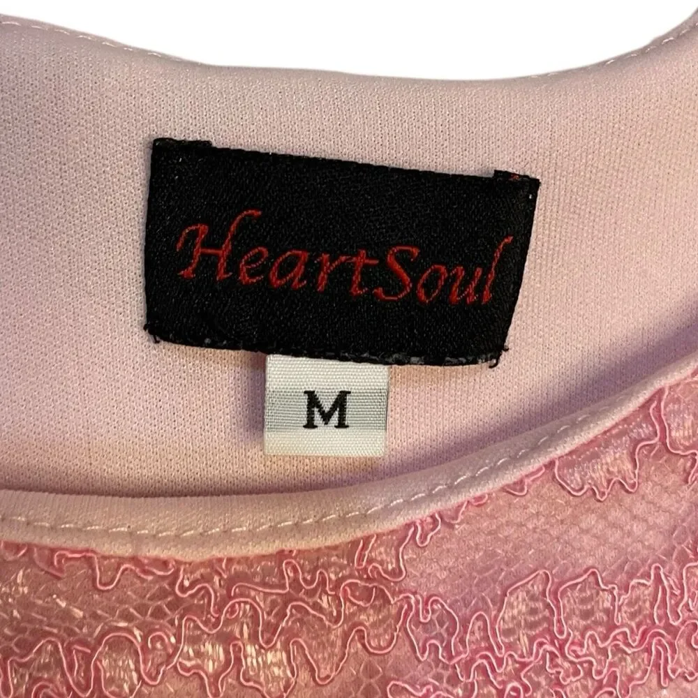 HeartSoul Tank Top Women's Medium Pink Floral Lace VTG Casual Lined Barbiecore